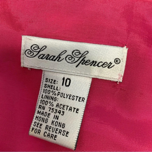Vintage Sara Spencer Dress 10 Black Pink Embroidery Floral Cocktail Event Career - Picture 9 of 11